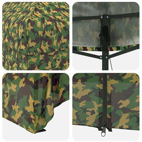 Tendone con 4 Pareti Laterali 2,95 x 4,1 m Camouflage Militare - Foto 9