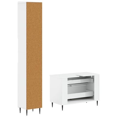 Set di Armadi da Bagno da 2 Pezzi HAARLEM Bianco Lucido - Foto 2