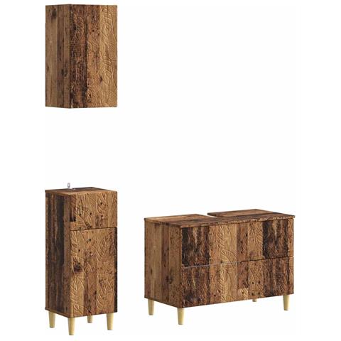 Set di armadietti da bagno in 3 pezzi DELFT Legno antico - Foto 1