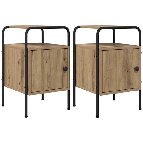 Armadio da Notte 2 pz Rovere Artigianale Legno ingegnerizzato - Foto 1