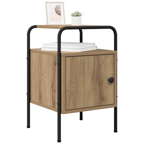 Armadio da Notte 2 pz Rovere Artigianale Legno ingegnerizzato - Foto 2