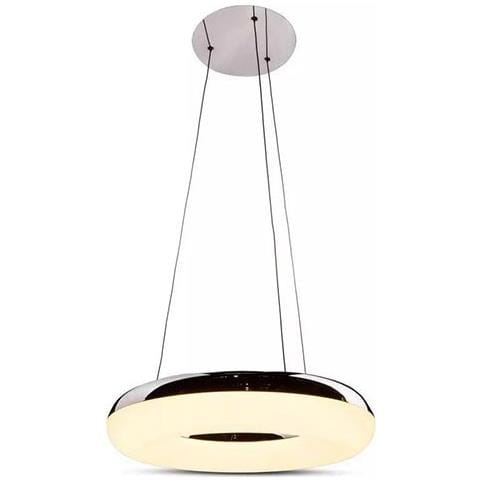 Lampadario A Led 40w Sospensione Anello Metallo Cromato Luce Calda 3k Vt-40-1 3874 - Foto 2