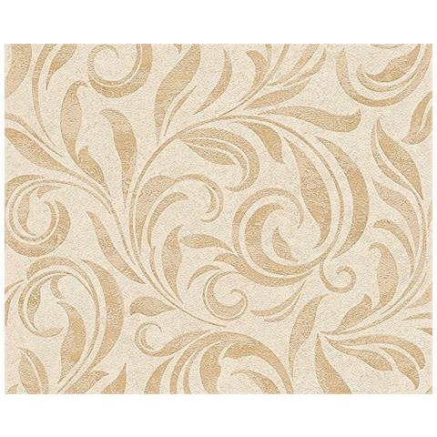 959404 - Carta Da Parati Nobile Modello Classico Sfondo Bene Strutturato Beige Metallizzato, Crema - Foto 3
