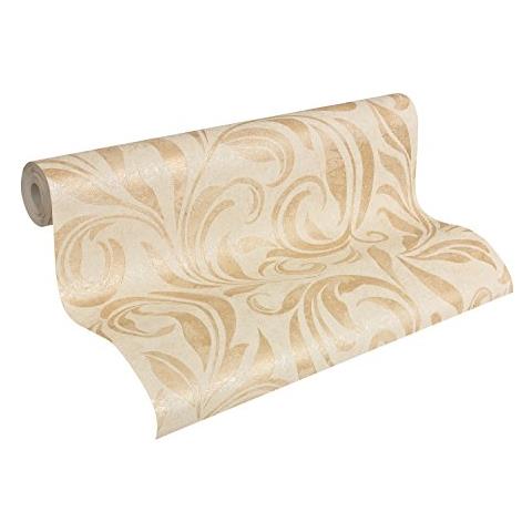 959404 - Carta Da Parati Nobile Modello Classico Sfondo Bene Strutturato Beige Metallizzato, Crema - Foto 1