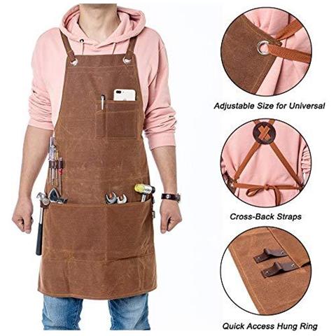 Carpentieri Grembiule Per Uomini E Donne Heavy Duty Workman Grembiule Tela Cerata Impermeabile Strumento Grembiule Fit Cucina Giardino Ceramica Artigianato Workshop Garage Wq40 - Foto 4