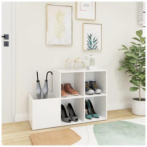 Scarpiera da Ingresso Bianca 105x35,5x70cm in Legno Multistrato - Foto 2