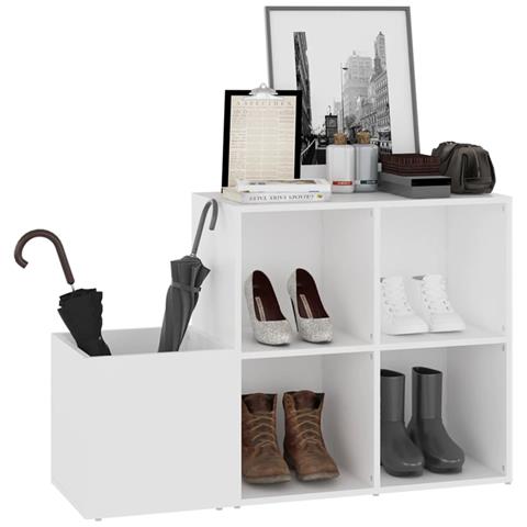 Scarpiera da Ingresso Bianca 105x35,5x70cm in Legno Multistrato - Foto 8