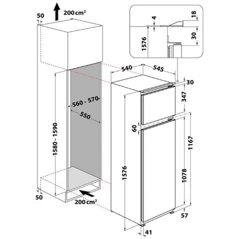 Frigorifero Doppia Porta da Incasso T16A2D / HA1 Classe F Capacità Netta 239 Litri - Foto 7