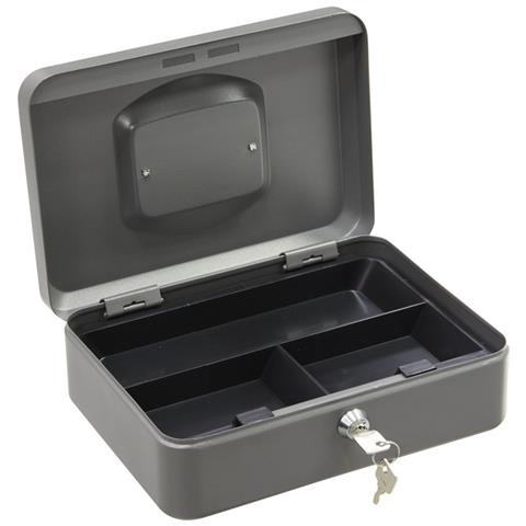 Elegant C9236 Cassetta Di Sicurezza Con Chiave Per Contare E Trasportare Denaro | Cassetta Portavalori In Acciaio Con Vassoio Portamonete | Cassaforte Portatile De 25 Cm Di Larghezza | Grigio - Foto 3