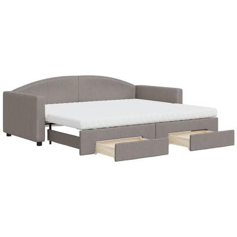 Divano Letto Estraibile Con Cassetti Tortora 90x200 Cm Tessuto - Foto 1