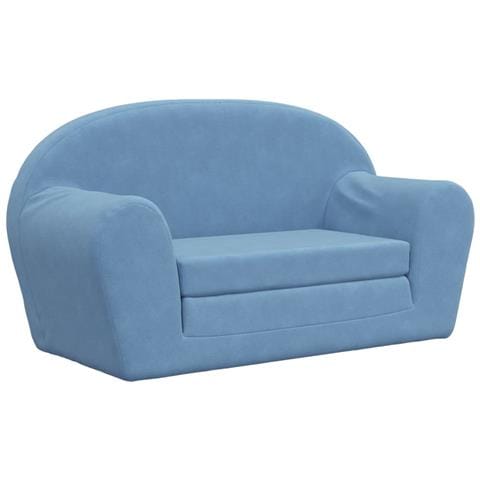 Divano Letto Per Bambini A 2 Posti Blu In Morbido Peluche - Foto 2