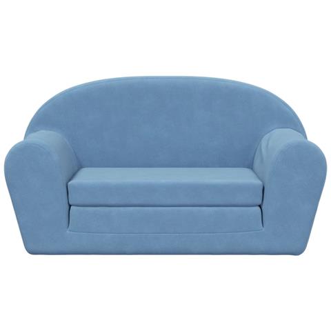 Divano Letto Per Bambini A 2 Posti Blu In Morbido Peluche - Foto 3