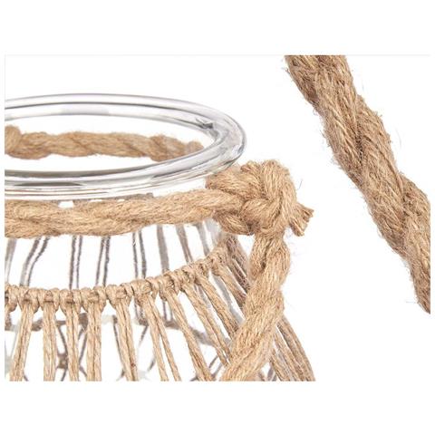Portacandele Barattolo Trasparente Naturale Vetro Corda 17 X 25 Cm (4 Unità) - Foto 2