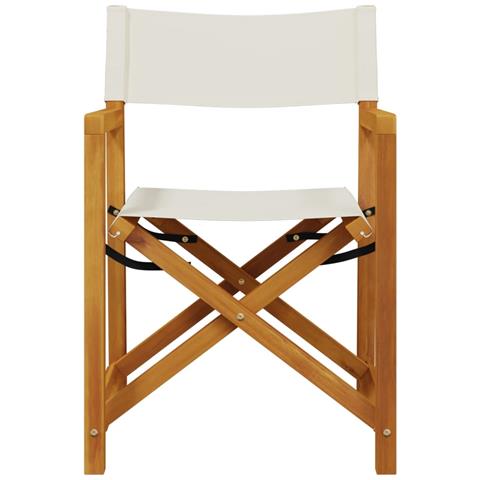 Sedie da Regista Pieghevoli 2 pz Bianco Crema in Tessuto - Foto 3