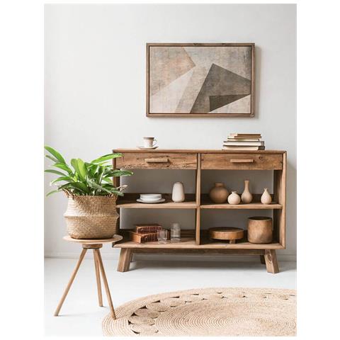 Mobile Credenza Madia Da Interno Soggiorno In Legno Di Pino Con 2 Cassetti E 4 Ripiani Linea Classic - Foto 4