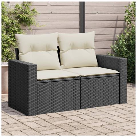 Divano Da Giardino Con Cuscini A 2 Posti Nero In Polyrattan - Foto 8