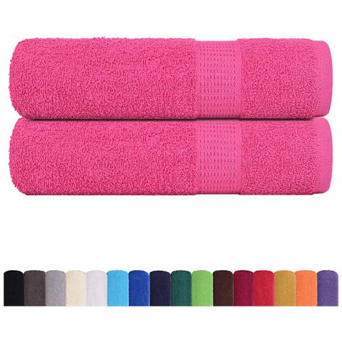 Asciugamani Da Bagno 2 Pz Rosa 100x150 Cm 360 G /m 100% Cotone - Foto 2
