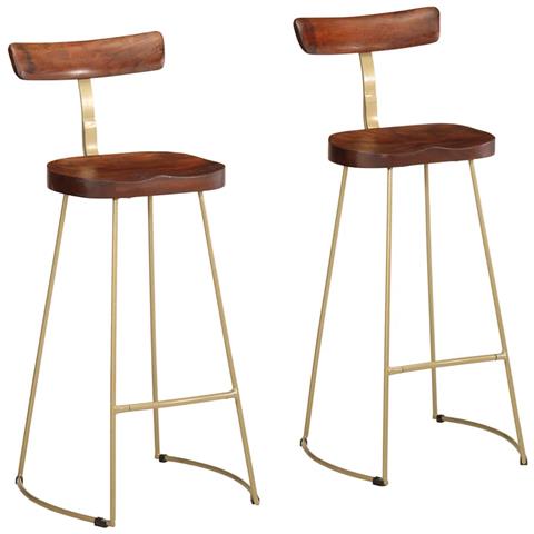 Sgabelli da Bar 2 pz 49x43x103 cm in Legno Massello di Mango - Foto 1