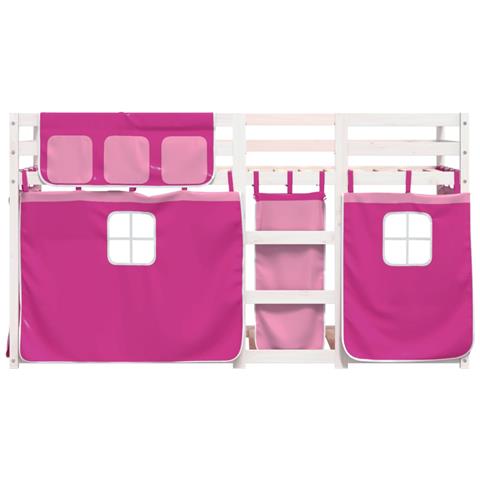 Letto a Castello senza Materasso Rosa 75x190 cm Legno di Pino - Foto 10