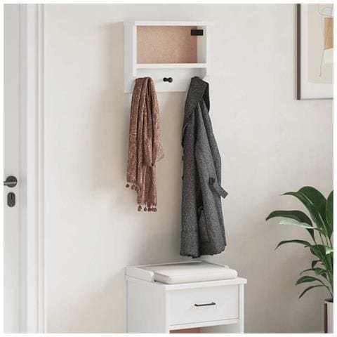 Appendiabiti Da Parete Sandnes Bianco 45x12x35 Cm Legno Di Pino - Foto 3