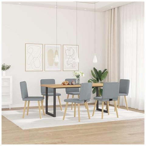 Sedie Da Pranzo 6 Pz Grigio Chiaro In Tessuto - Foto 2