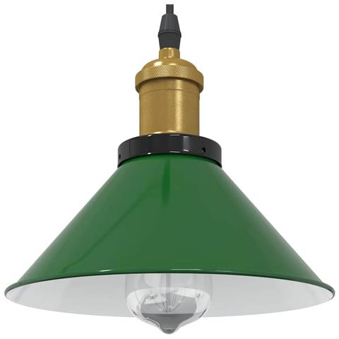 Lampada A Sospensione Regolabile E27 Verde Lucido 22cm Metallo - Foto 1