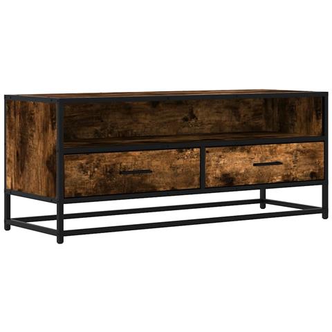 Mobile Tv Rovere Fumo 100x34,5x40cm Legno Multistrato E Metallo - Foto 2