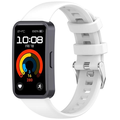 Cinturino Per Orologio In Silicone Morbido Per Huawei Band 10/9/8 (fibbia In Metallo) White - Foto 1