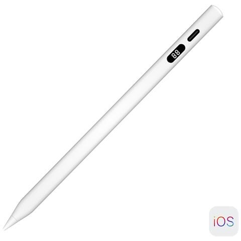 Dam Penna A Matita Per Ipad. Con Display, Esclusivo Design Ergonomico Triangolare. 17x1x1cm. Colore Bianco - Foto 1