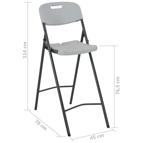 Lusso Casadino -  Sgabelli Da Bar Pieghevoli 2 Pz Hdpe E Acciaio Bianco - Foto 8