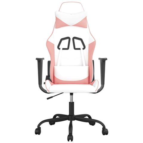 Sedia Da Gaming Massaggiante Bianco E Rosa In Similpelle - Foto 2