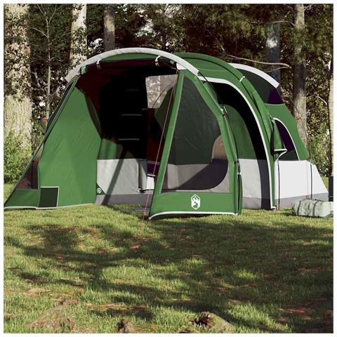 Tenda da Campeggio a Tunnel per 4 Persone Verde Impermeabile - Foto 1