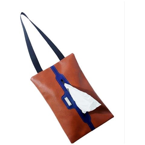 Elegante Porta Fazzoletti Da Auto In Pelle Pu Marrone - Design Da Appendere - Foto 2