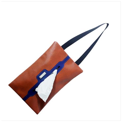 Elegante Porta Fazzoletti Da Auto In Pelle Pu Marrone - Design Da Appendere - Foto 3