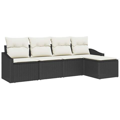 Set da pranzo da giardino a 5 pezzi con cuscini in rattan polietilene color marrone - Foto 1