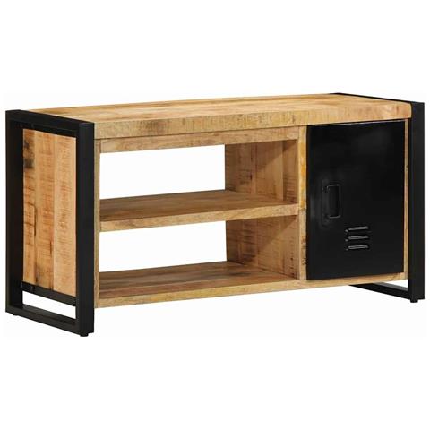 Panchina da scarpe 100x40x50 cm in legno massello di mango grezzo - Foto 1