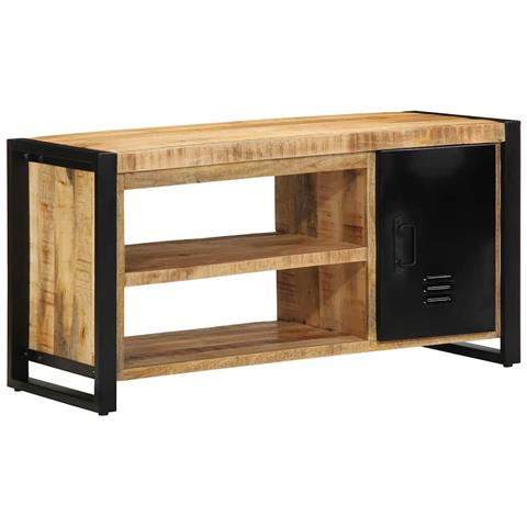 Panchina da scarpe 100x40x50 cm in legno massello di mango grezzo - Foto 2