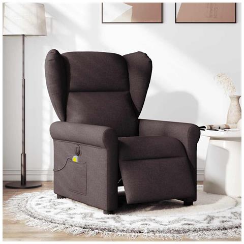 Poltrona Massaggio Reclinabile Elettrica Marrone Scuro Tessuto - Foto 2