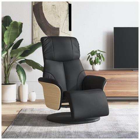 Poltrona Reclinabile con Poggiapiedi Nera in Similpelle - Foto 2