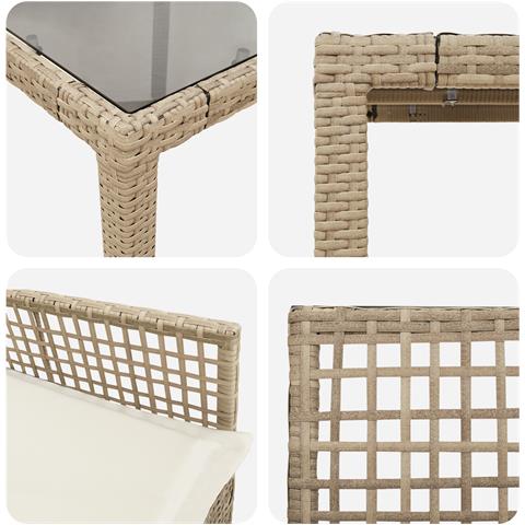 Set da Pranzo da Giardino 7 Pezzi con Cuscini Beige in Polyrattan - Foto 9