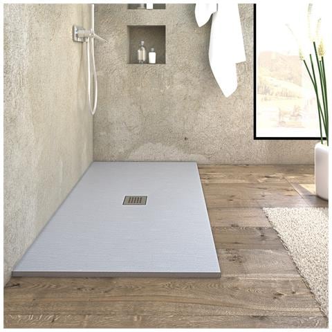 Piatto Doccia 100x70 Cm Linea Cemento Grigio Chiaro Riducibile Su Misura Nevada - Foto 1