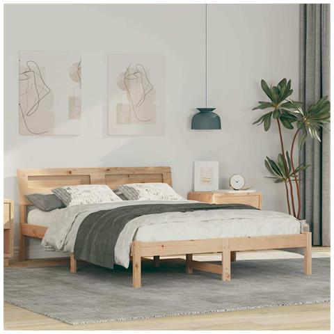 Struttura del letto Marrone 120 x 190 cm Legno di pino massello - Foto 2