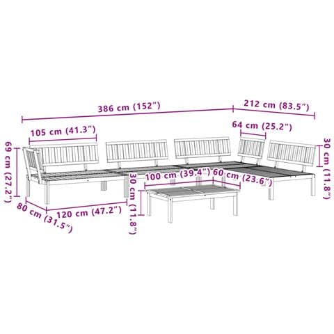 Set Divano Pallet da Giardino 5 pz in Legno Massello di Acacia - Foto 8