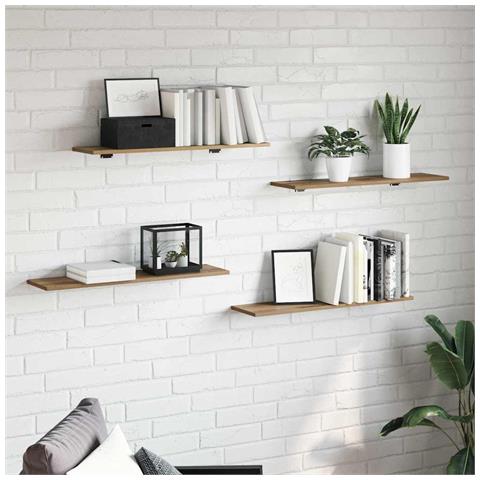 Scaffale 4 pcs Marrone 80 x 20 x 1.5 cm Legno multistrato - Foto 2