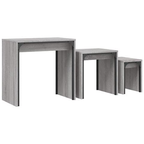 Tavolini Salotto Impilabili 3pz Grigio Sonoma Legno Multistrato - Foto 1
