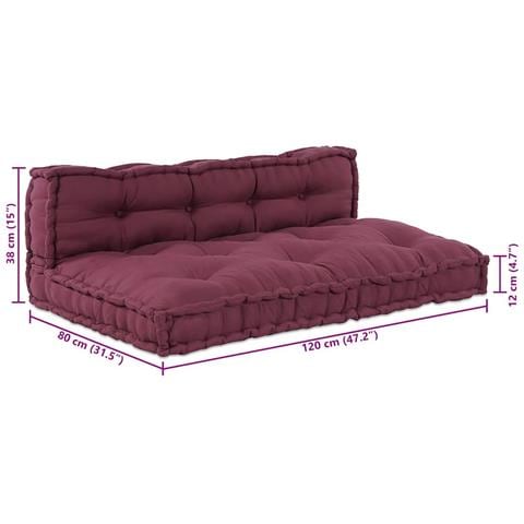 Cuscino per Divano Pallet 2 pcs Bordeaux Tessuto - Foto 8