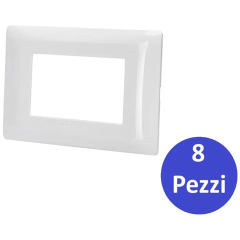 Placca 3 Moduli Plastica Bianca Serie Serie Biticino Matix 8 Pezzi - Foto 1