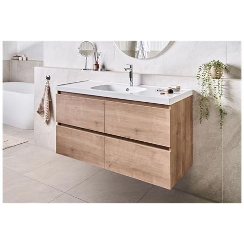 Mobile Lavabo A Parete Con Lavabo Lagoa 120 Cm Marrone Chiaro - Foto 1
