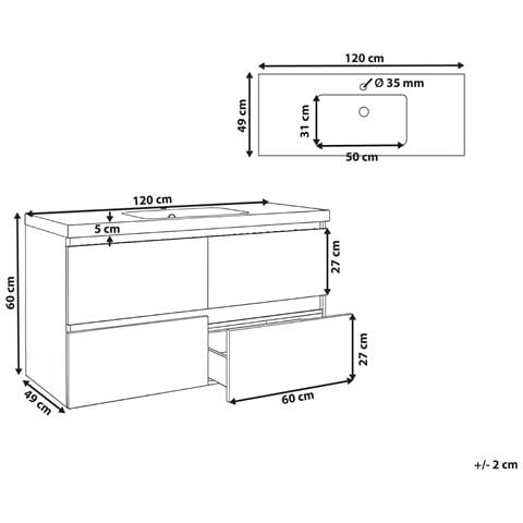Mobile Lavabo A Parete Con Lavabo Lagoa 120 Cm Marrone Chiaro - Foto 7