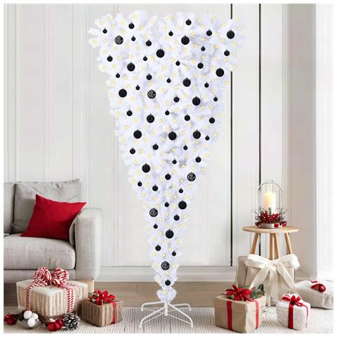 Albero di Natale artificiale Bianco 210 cm PVC e Acciaio - Foto 2